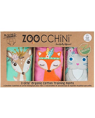 Zoocchini Girls Padded Training Pant Set, 3 pieces, Woodland Princesses - 100% organic cotton Training Pants