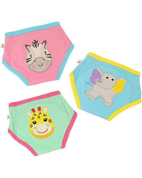 Zoocchini Girls Padded Training Pants - Zoo Friends - Set of 3 - 100% Organic Cotton Briefs