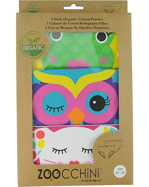 Zoocchini Girls Pants, Calypso - Set of 3 100% Organic Cotton Briefs
