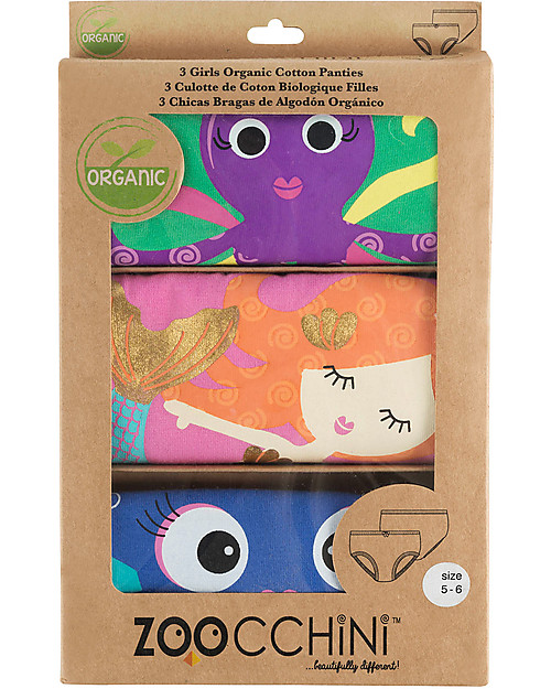 Zoocchini Girls Pants, Coral Caribe - Pacco da 3, 100% cotone bio Briefs