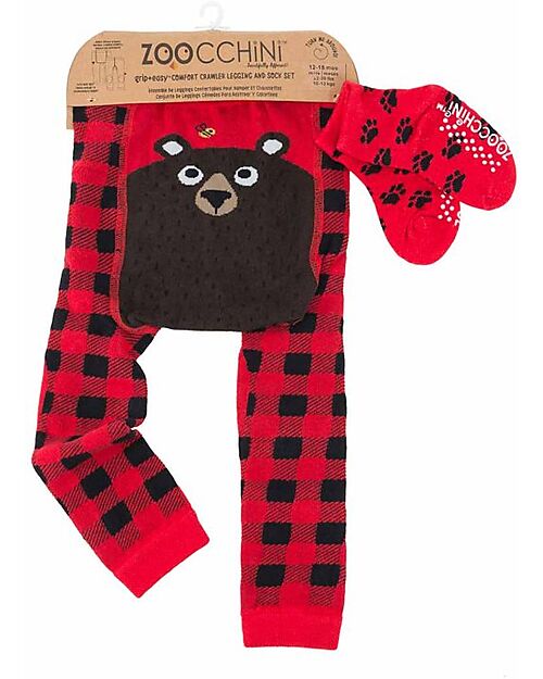 Zoocchini Grip+Easy Anti-slip Leggings & Socks Set - Bosley the Bear Leggings