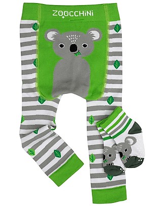 Zoocchini Grip+Easy Anti-slip Leggings & Socks Set - Kai the Koala Leggings