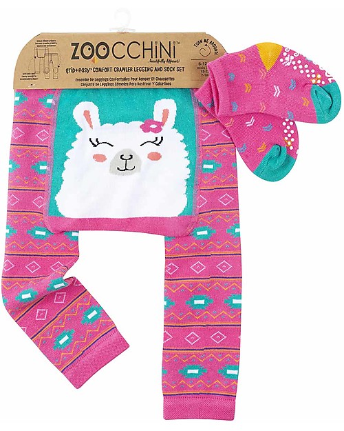 Zoocchini Grip+Easy Anti-slip Leggings & Socks Set - Larney the Llama Leggings