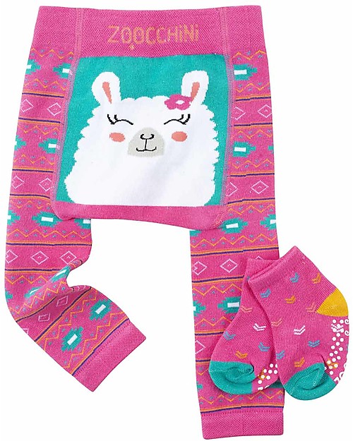 Zoocchini Grip+Easy Anti-slip Leggings & Socks Set - Larney the Llama Leggings