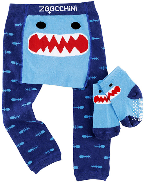 Zoocchini Grip+Easy Anti-slip Leggings & Socks Set - Sherman the Shark Leggings