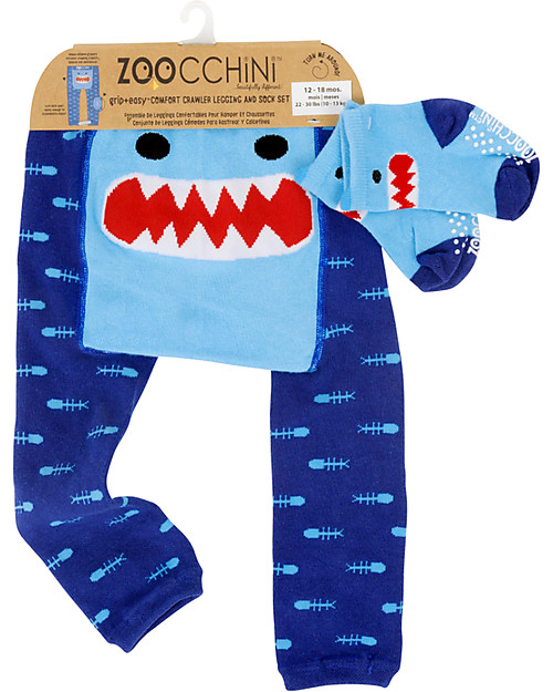 Zoocchini Grip+Easy Anti-slip Leggings & Socks Set - Sherman the Shark Leggings