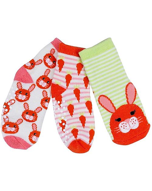 Zoocchini Grip+Easy Antislip Socks 3 Pack - Bella the Bunny Antislip Socks