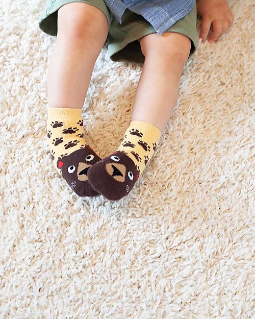 Zoocchini Grip+Easy Antislip Socks 3 Pack - Bosley the Bear Antislip Socks