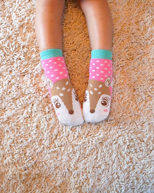Zoocchini Grip+Easy Antislip Socks 3 Pack - Fiona the Fawn Antislip Socks