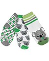 Zoocchini Grip+Easy Antislip Socks 3 Pack - Kai the Koala - 0-24 months Antislip Socks