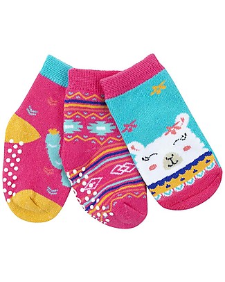 Zoocchini Grip+Easy Antislip Socks 3 Pack - Laney the Lama - 0-24 months Socks