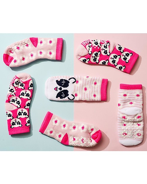 Zoocchini Grip+Easy Antislip Socks 3 Pack - Pippa the Panda - 0-24 months Antislip Socks