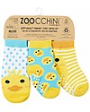 Zoocchini Grip+Easy Antislip Socks 3 Pack - Puddles the Duck - 0-24 months Antislip Socks