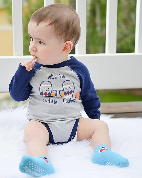 Zoocchini Grip+Easy Antislip Socks 3 Pack - Sherman the Shark Antislip Socks