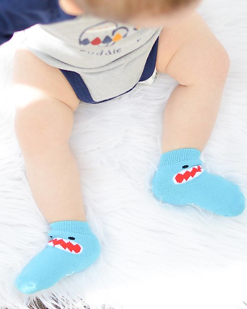 Zoocchini Grip+Easy Antislip Socks 3 Pack - Sherman the Shark Antislip Socks