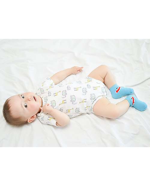 Zoocchini Grip+Easy Antislip Socks 3 Pack - Sherman the Shark Antislip Socks