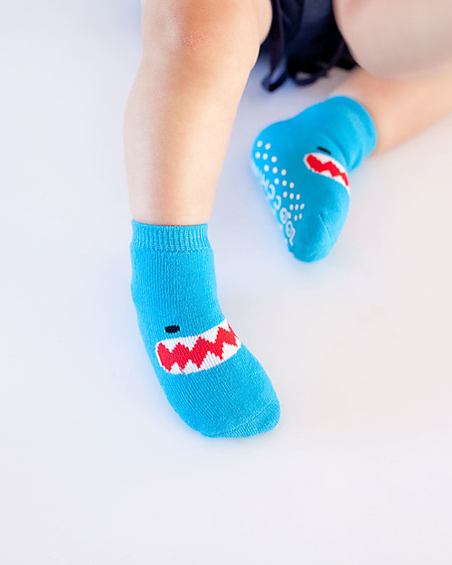 Zoocchini Grip+Easy Antislip Socks 3 Pack - Sherman the Shark Antislip Socks