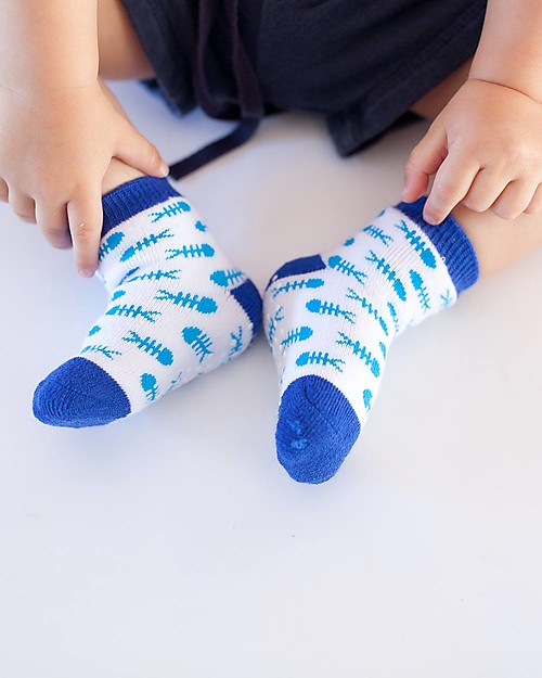 Zoocchini Grip+Easy Antislip Socks 3 Pack - Sherman the Shark Antislip Socks