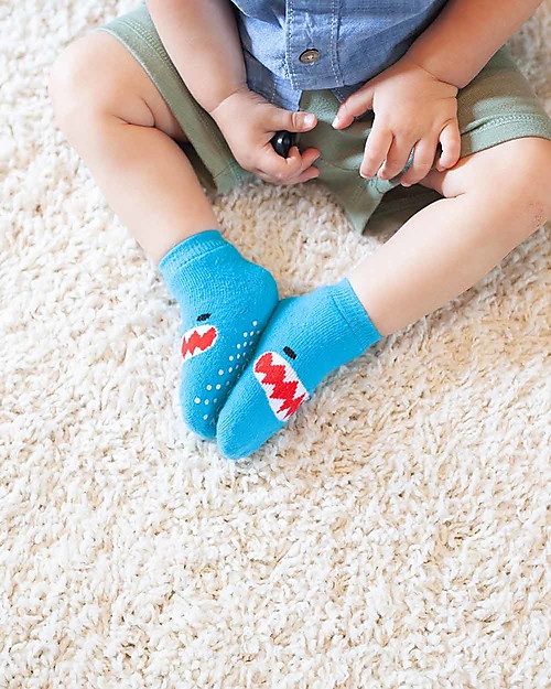 Zoocchini Grip+Easy Antislip Socks 3 Pack - Sherman the Shark Antislip Socks