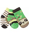 Zoocchini Grip+Easy Antislip Socks 3 Pack - Silas the Sloth - 0-24 months Antislip Socks