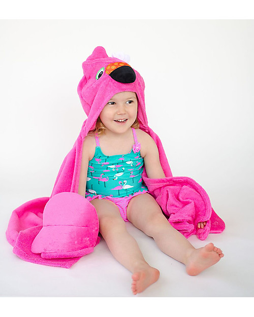 Zoocchini Kids Hooded Towel, Franny the Flamingo - 100% cotton Towels And Flannels