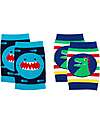 Zoocchini Non-slip Crawling Kneepads 2pk - Sherman the Shark & Devin the Dinosaur - Cotton Antislip Socks
