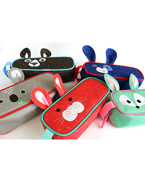 Zoocchini Printed Pencil Case for School with Zip Closure - Bear Pencil Cases