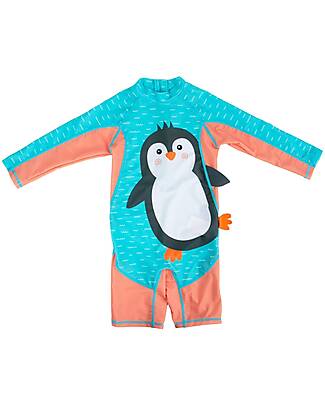 Zoocchini Rashguard One Piece Swimsuit - Parker the Penguin - UPF 50+ Uv-Safe T-shirt
