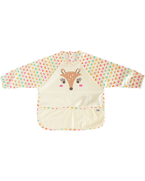 Zoocchini Sleeved Bib - Art Smock - Fiona the Fawn - Waterproof Burpy Bibs