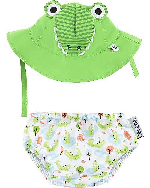 Zoocchini Swim Diaper & Sun Hat Set - Alligator - UPF 50+ Swim Diaper