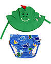 Zoocchini Swim Diaper & Sun Hat Set - Devin the Dino - UPF 50+ Swim Diaper