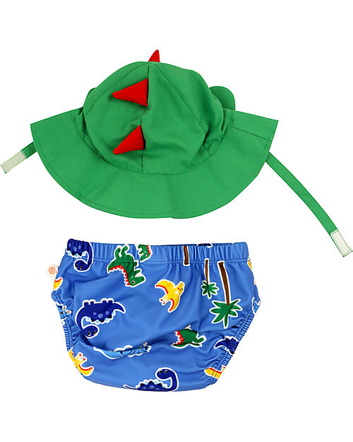 Zoocchini Swim Diaper & Sun Hat Set - Devin the Dino - UPF 50+ Swim Diaper