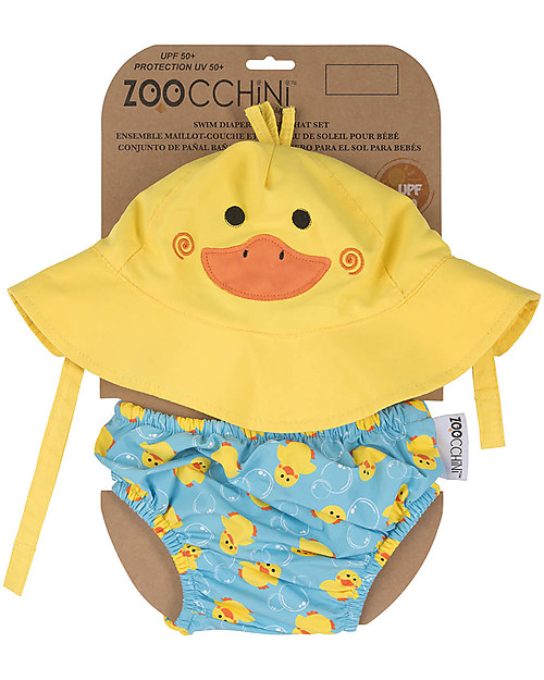 Zoocchini Swim Diaper & Sun Hat Set, Duck - UPF 50+ Swim Diaper