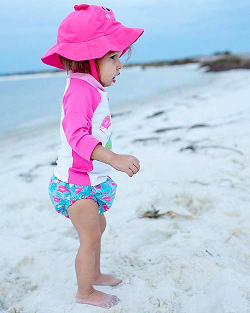 Zoocchini Swim Diaper & Sun Hat Set, Flamingo - UPF 50+ Swim Diaper
