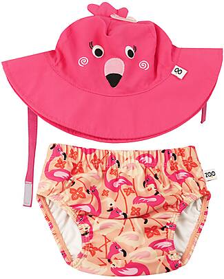 Zoocchini Swim Diaper & Sun Hat Set - Franny the Flamingo - UPF 50+ - New Design Swim Diaper