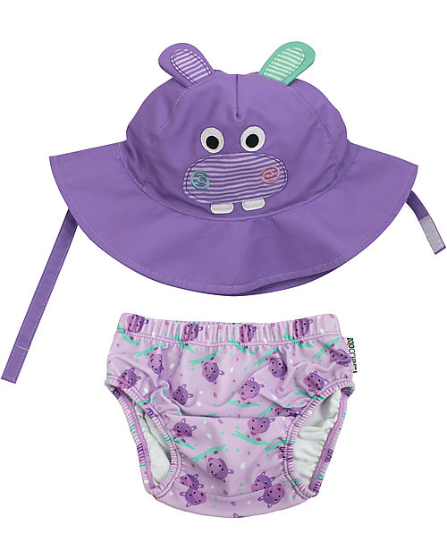 Zoocchini Swim Diaper & Sun Hat Set - Hippo - UPF 50+ Swim Diaper
