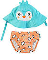 Zoocchini Swim Diaper & Sun Hat Set - Penguin - UPF 50+ Swim Diaper