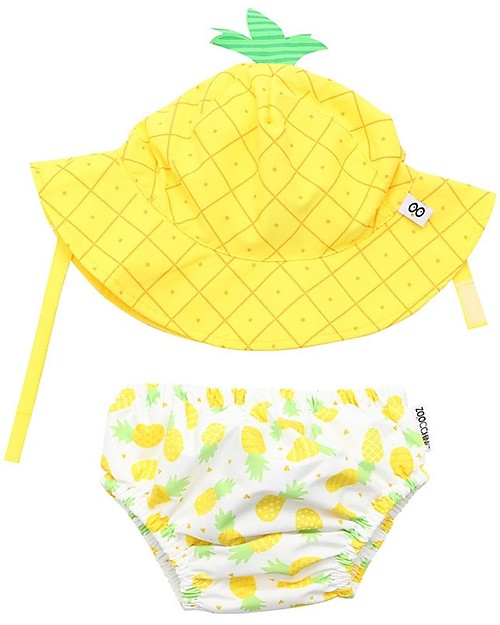 Zoocchini Swim Diaper & Sun Hat Set - Pineapple - UPF 50+ Swim Diaper