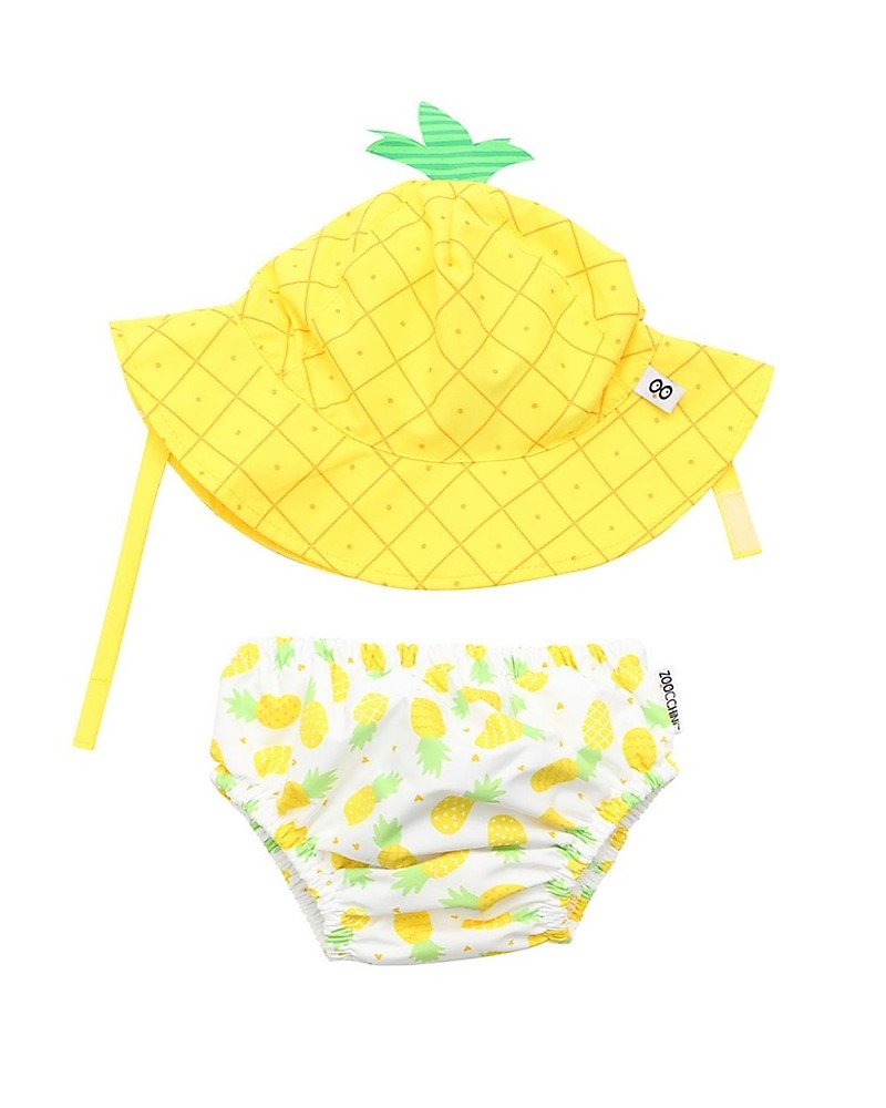 Zoocchini Swim Diaper & Sun Hat Set - Pineapple - UPF 50+ unisex (bambini)