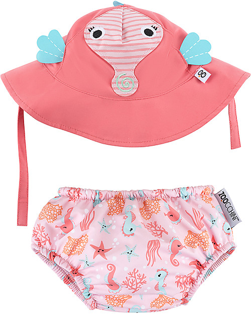 Zoocchini Swim Diaper & Sun Hat Set - Seahorse - UPF 50+ Swim Diaper