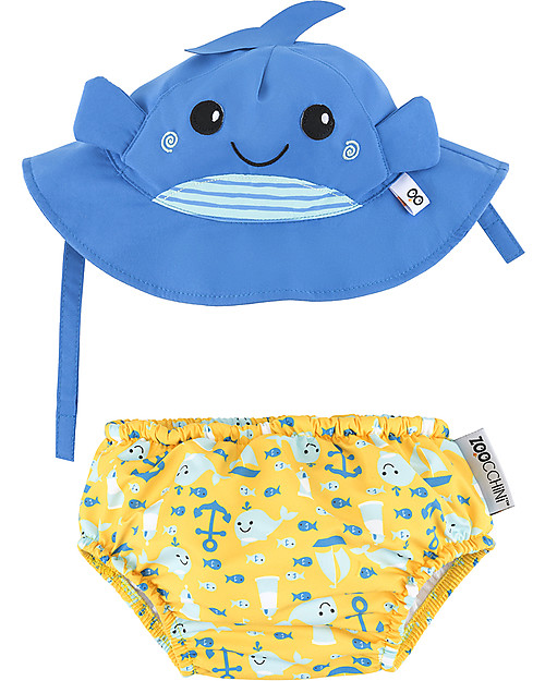 Zoocchini Swim Diaper & Sun Hat Set - Whale - UPF 50+ Swim Diaper