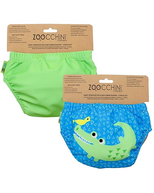 Zoocchini Swim Diaper - Aidan the Alligator - Set of 2 Swim Diaper