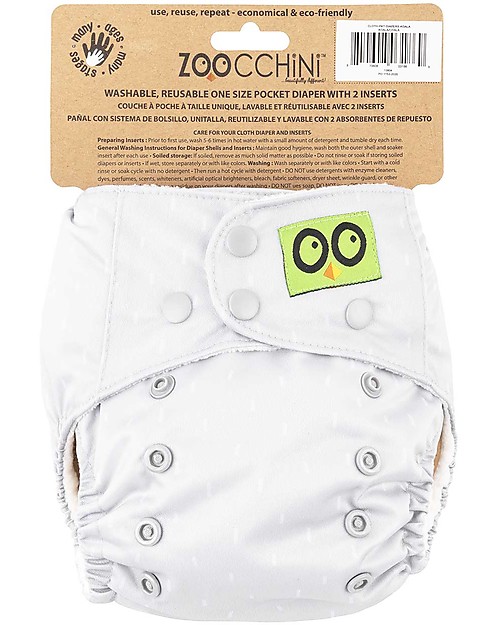 Zoocchini Washable, Pocket Diaper - Koala - 2 Inserts Included - 3-16 kg Washable Nappies