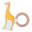 Wooden Teething Ring with Cotton Decoration Safari, Giraffe Yellow