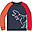 Jake Applique Top - Indigo & Rainbow Dino - A day in the City - Organic Cotton