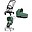 DUO Mios3 - Frame Stroller Matt Black with Seat Pack and Carrycot Leaf Green DUO Mios3 - Frame Stroller Matt Black with Seat Pack and Carrycot Leaf Green