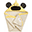 Monkey Hooded Towel, Yellow - Spa Grade Natural Cotton Terry Towelling inside!